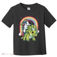 Unicorn Riding Dinosaur Triceratops Rainbow Toddler T-Shirt thumb 0
