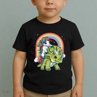 Unicorn Riding Dinosaur Triceratops Rainbow Toddler T-Shirt thumb 2