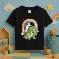 Unicorn Riding Dinosaur Triceratops Rainbow Toddler T-Shirt thumb 3