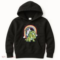 Unicorn Riding Dinosaur Triceratops Rainbow Kids Hoodie thumb 0