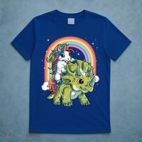 Unicorn Riding Dinosaur Triceratops Funny Boys Girls Rainbow Gift T-Shirt thumb 5
