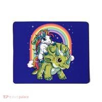 Unicorn Riding Dinosaur Triceratops Funny Boys Girls Rainbow Gift Mousepad thumb 0