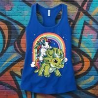 Unicorn Riding Dinosaur Triceratops Funny Boys Girls Rainbow Gift Women's Tank Top thumb 3