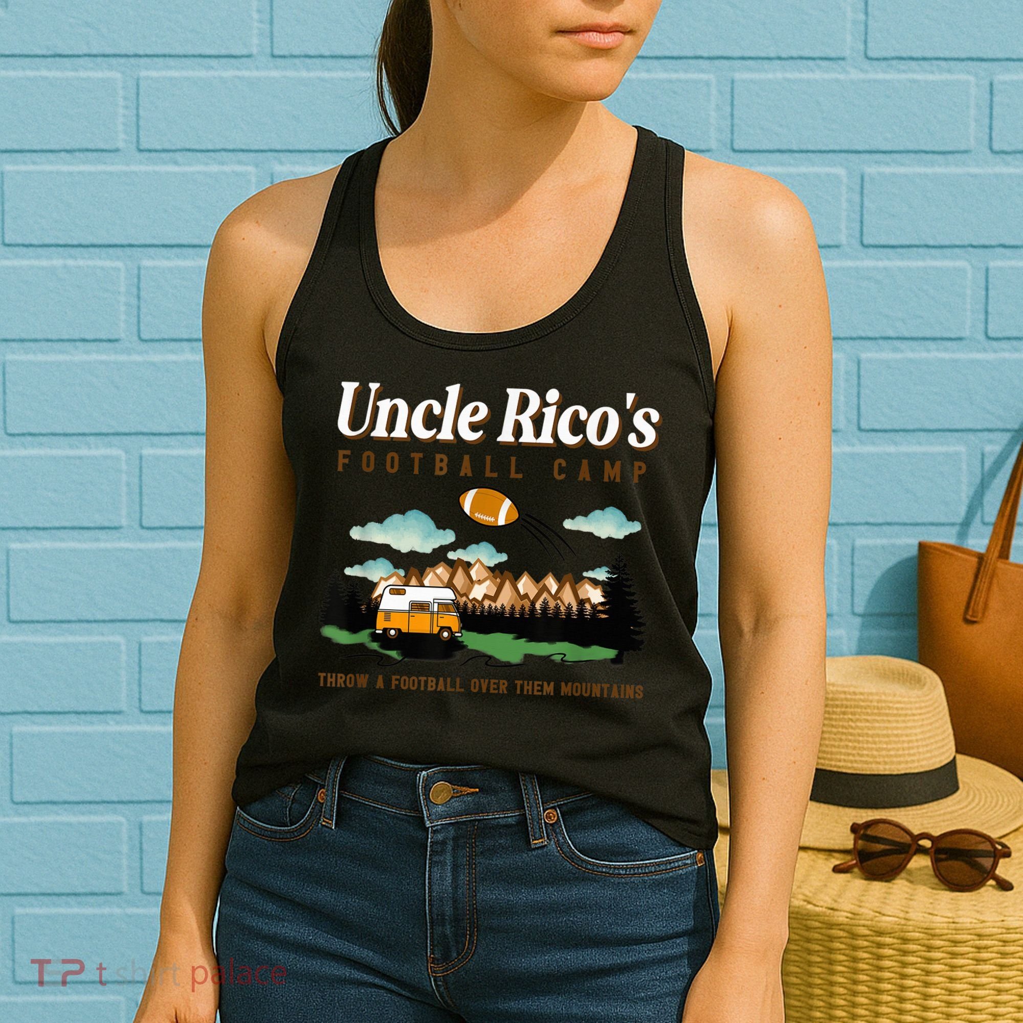 Uncle Rico's Football Camp Throw A Football Over Them Women's Tank Top