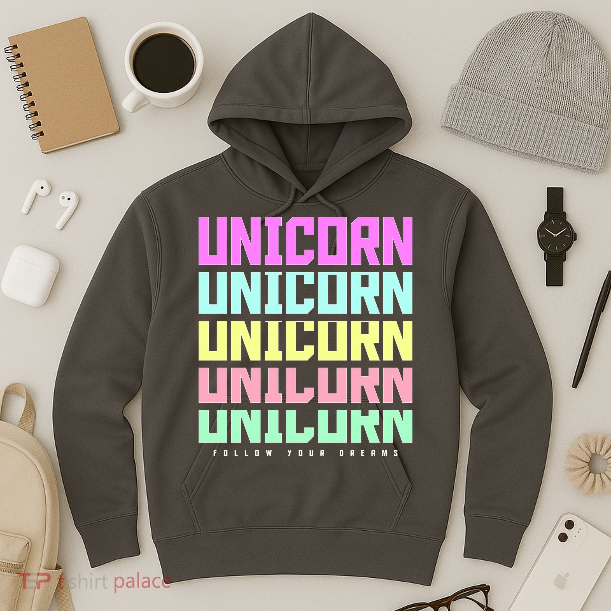 Unicorn Repeat Follow Your Dream Hoodie
