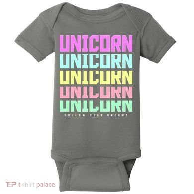 Unicorn Repeat Follow Your Dream Baby Bodysuit