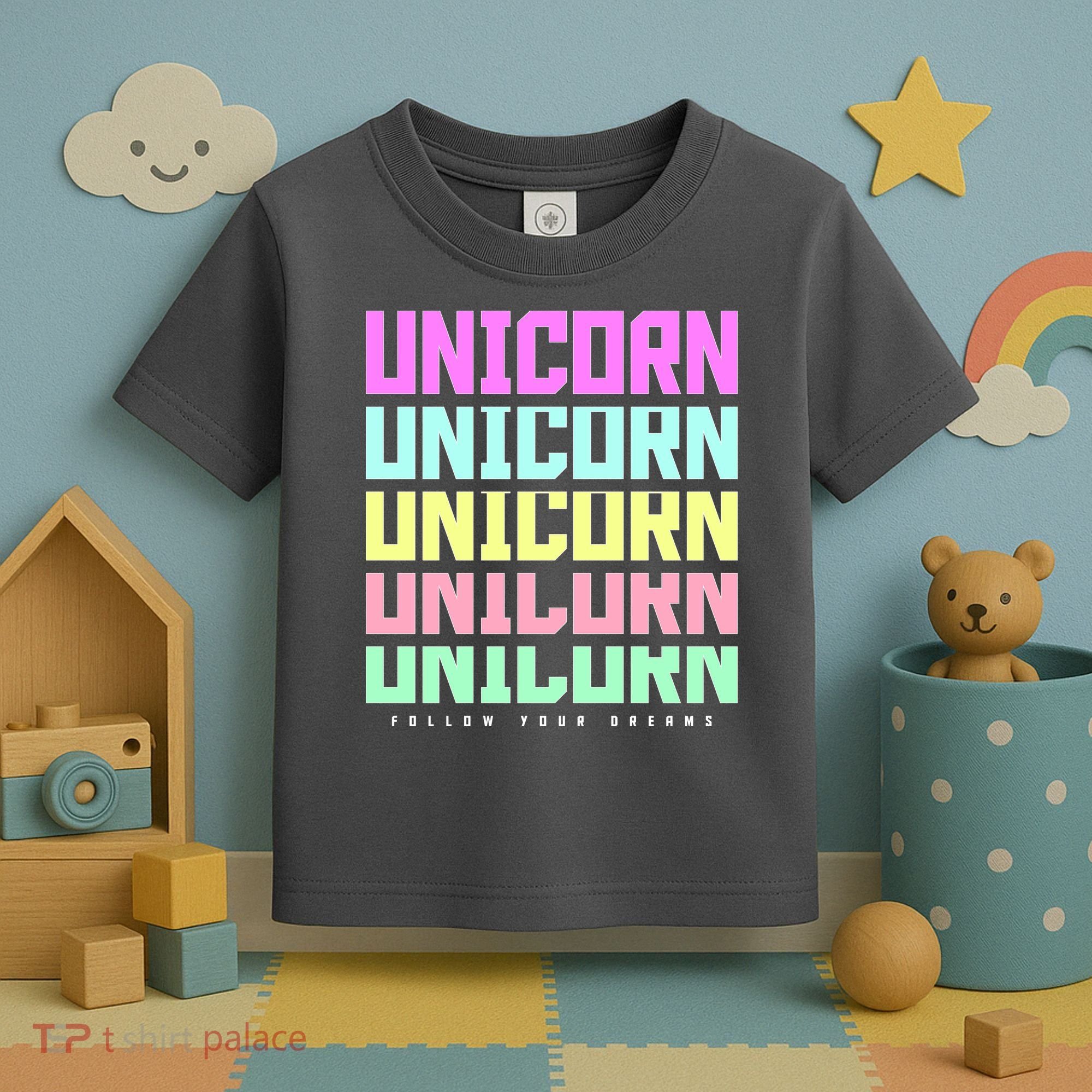 Unicorn Repeat Follow Your Dream Toddler T-Shirt