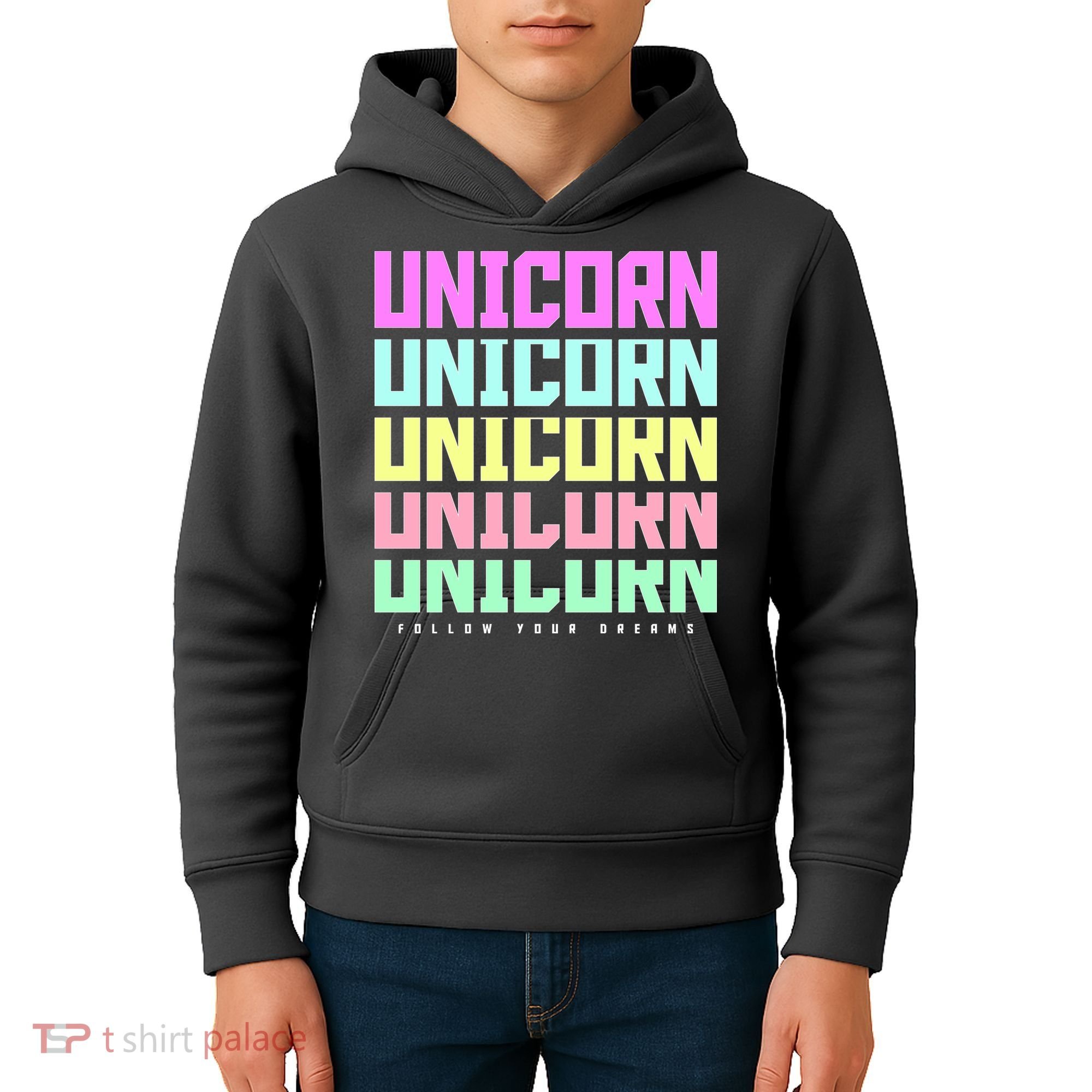 Unicorn Repeat Follow Your Dream Kids Hoodie