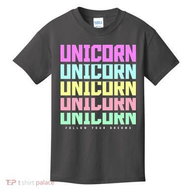 Unicorn Repeat Follow Your Dream Kids T-Shirt