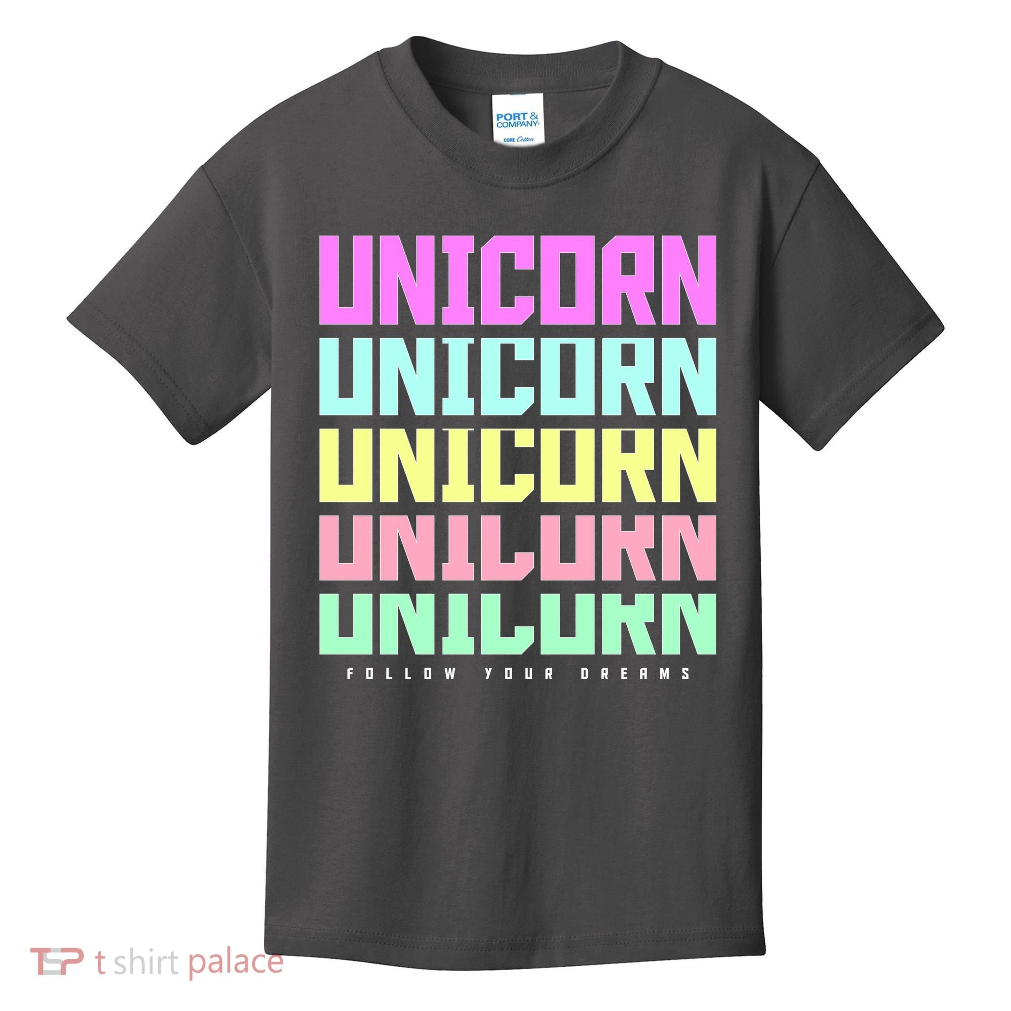 Unicorn Repeat Follow Your Dream Kids T-Shirt