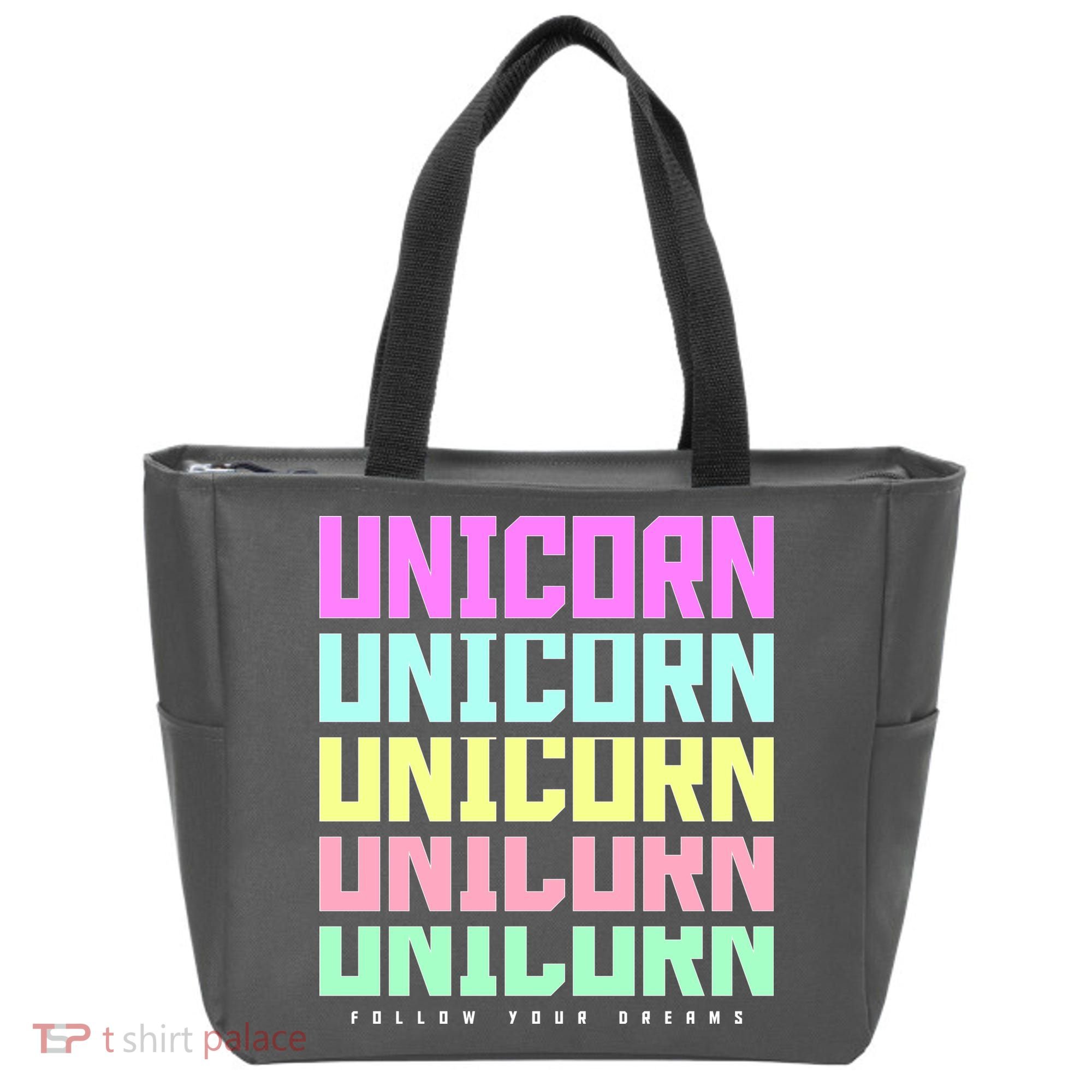 Unicorn Repeat Follow Your Dream Tote Bag