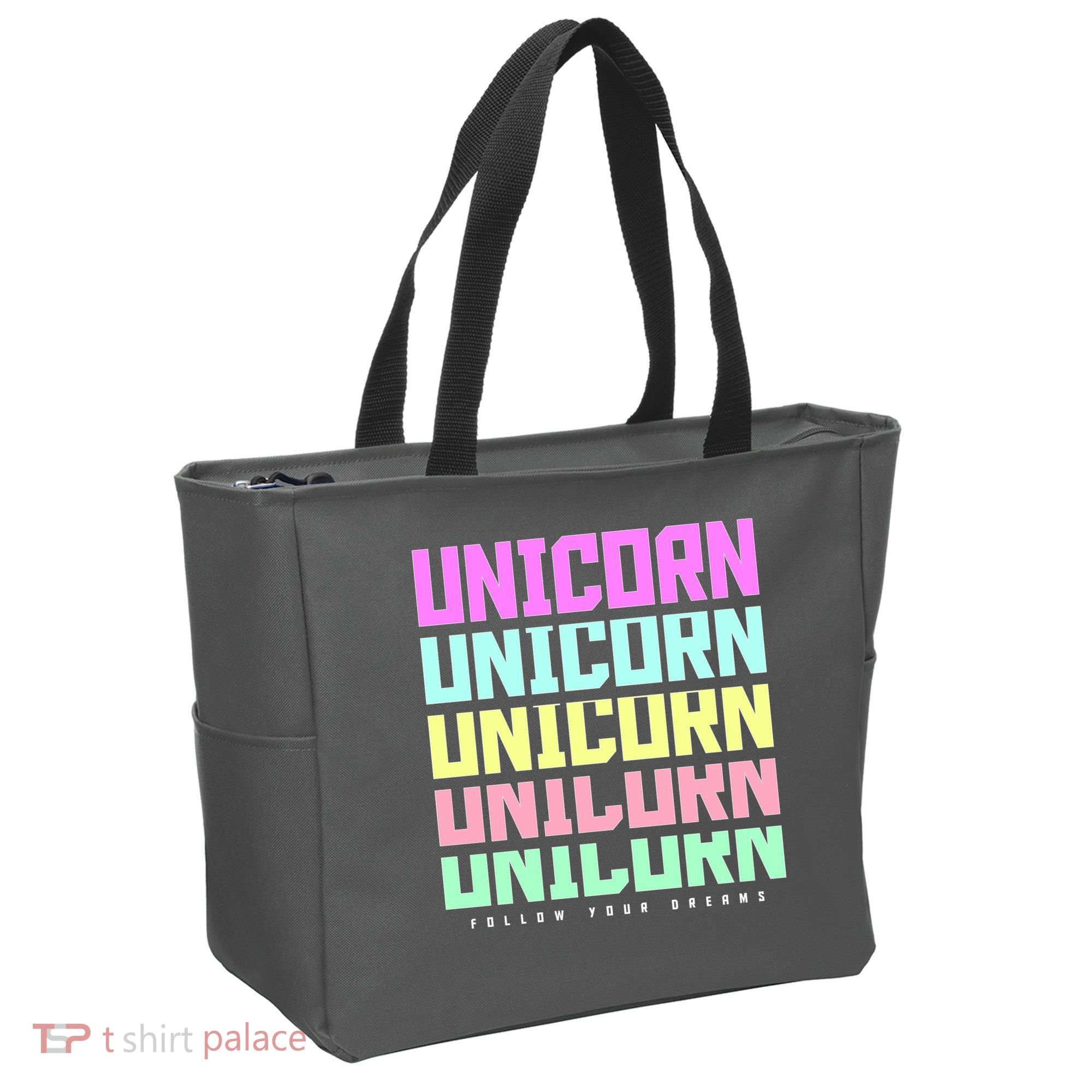 Unicorn Repeat Follow Your Dream Tote Bag