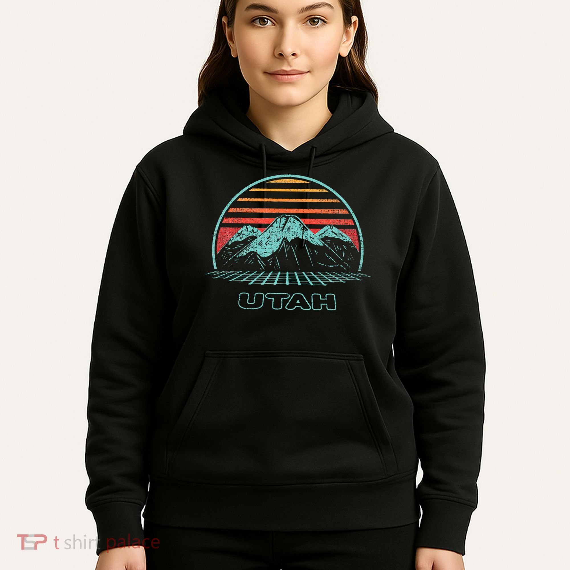 Utah Retro Mountain Hiking 80s Style Hoodie
