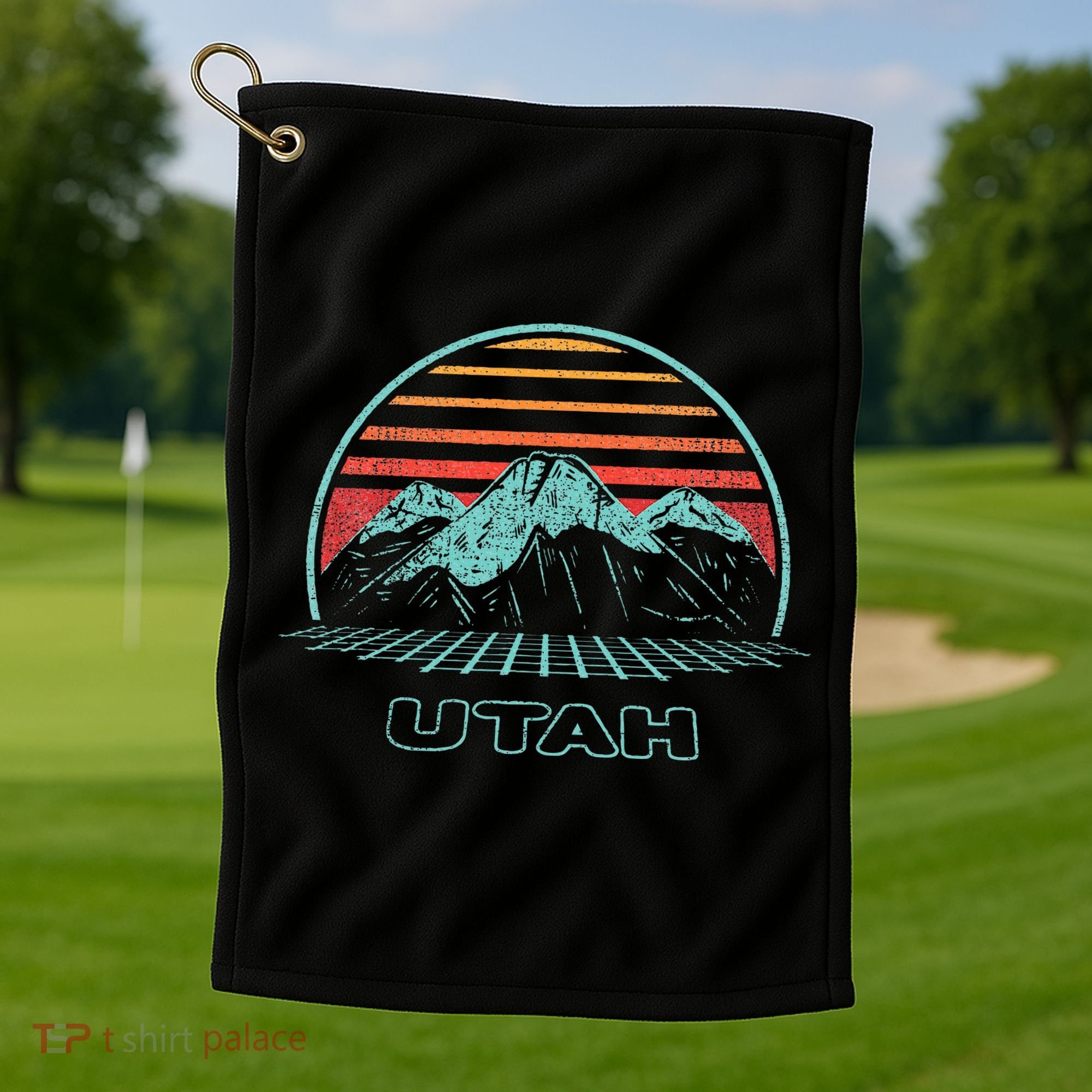 Utah Retro Mountain Hiking 80s Style Golf Towel