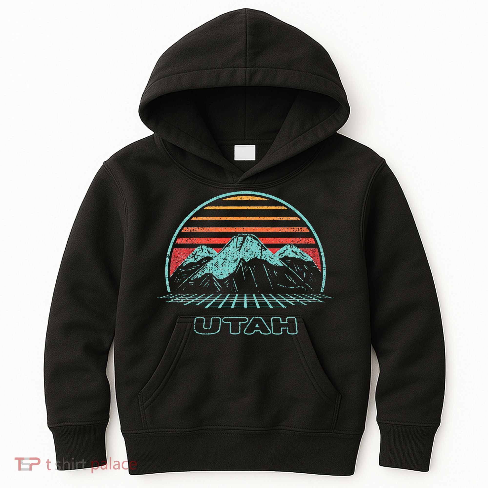 Utah Retro Mountain Hiking 80s Style Kids Hoodie
