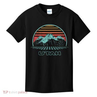 Utah Retro Mountain Hiking 80s Style Kids T-Shirt