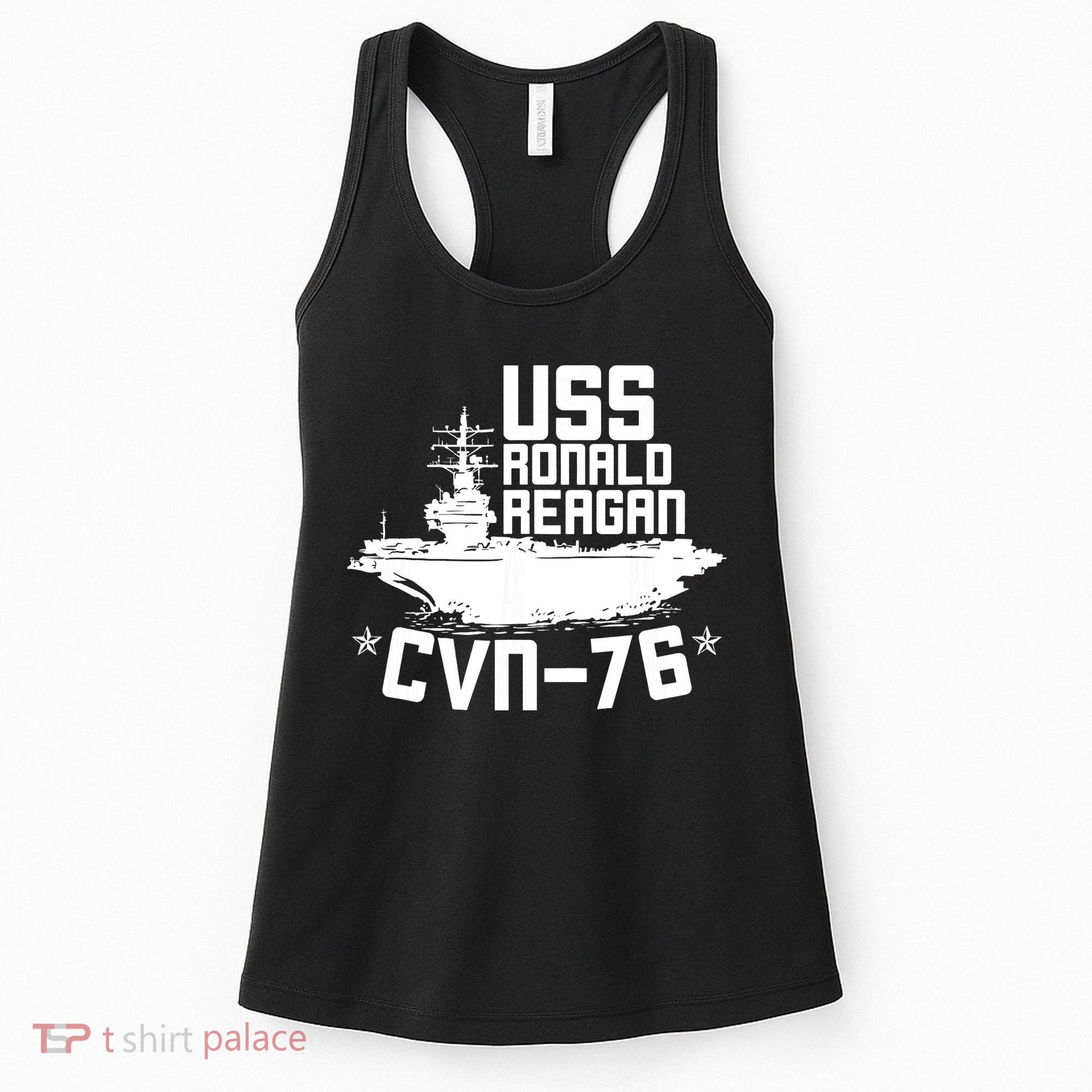 Uss Ronald Regan Cvn76 Aircraft Carrier For A Veteran Women's Tank Top