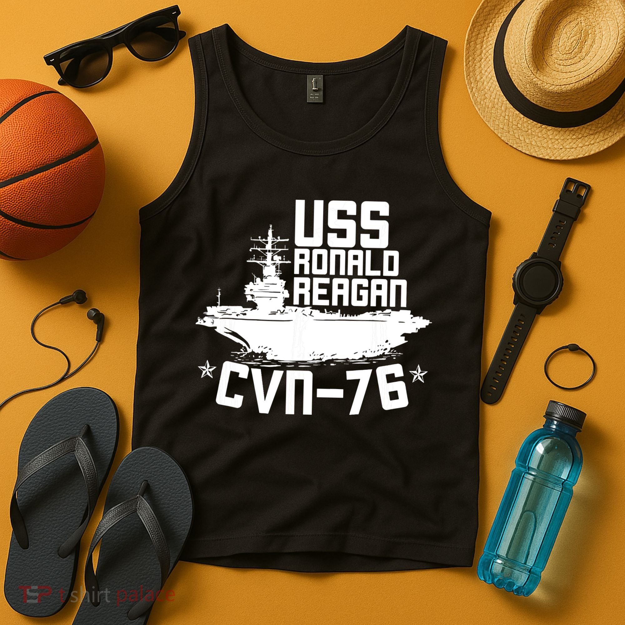 Uss Ronald Regan Cvn76 Aircraft Carrier For A Veteran Tank Top
