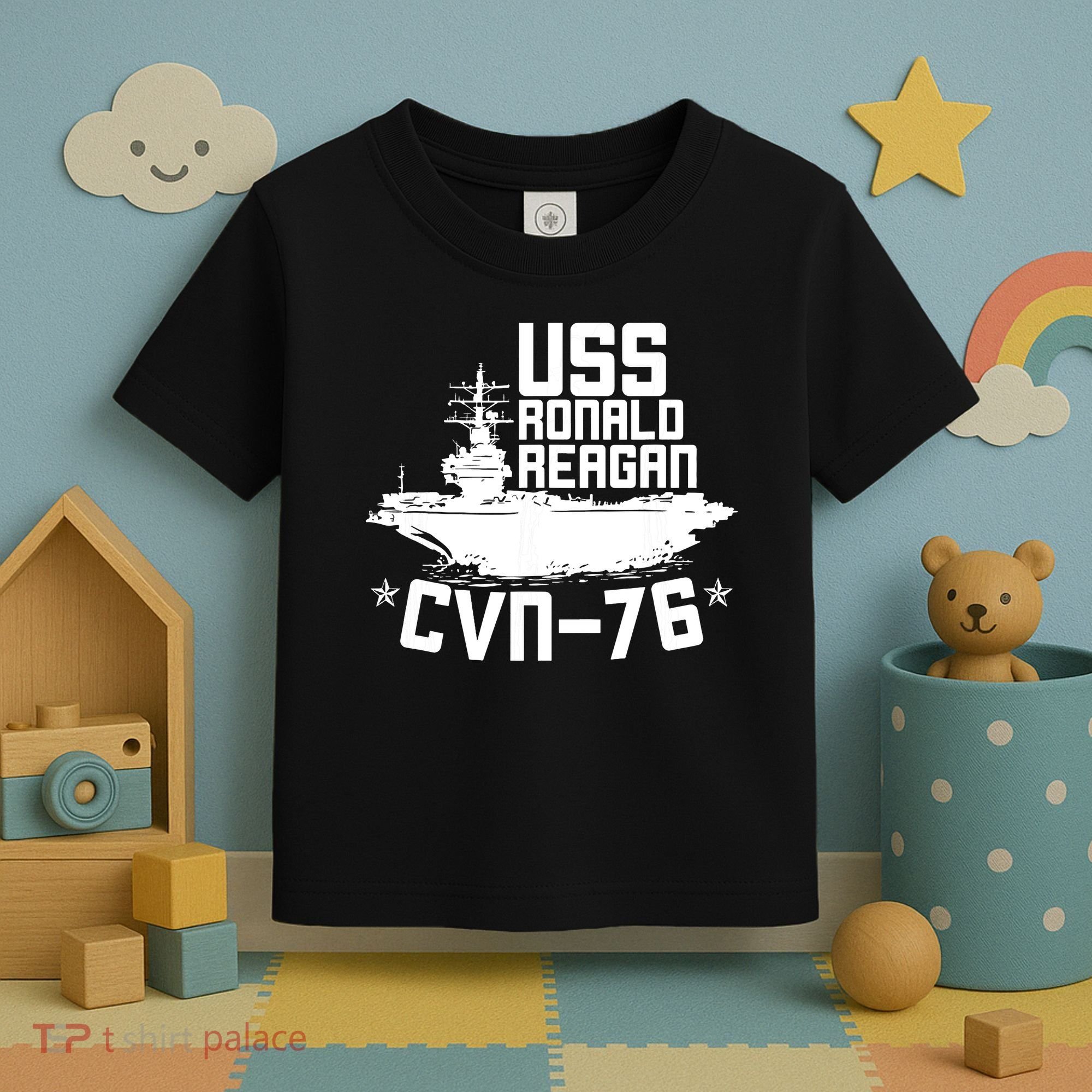 Uss Ronald Regan Cvn76 Aircraft Carrier For A Veteran Toddler T-Shirt