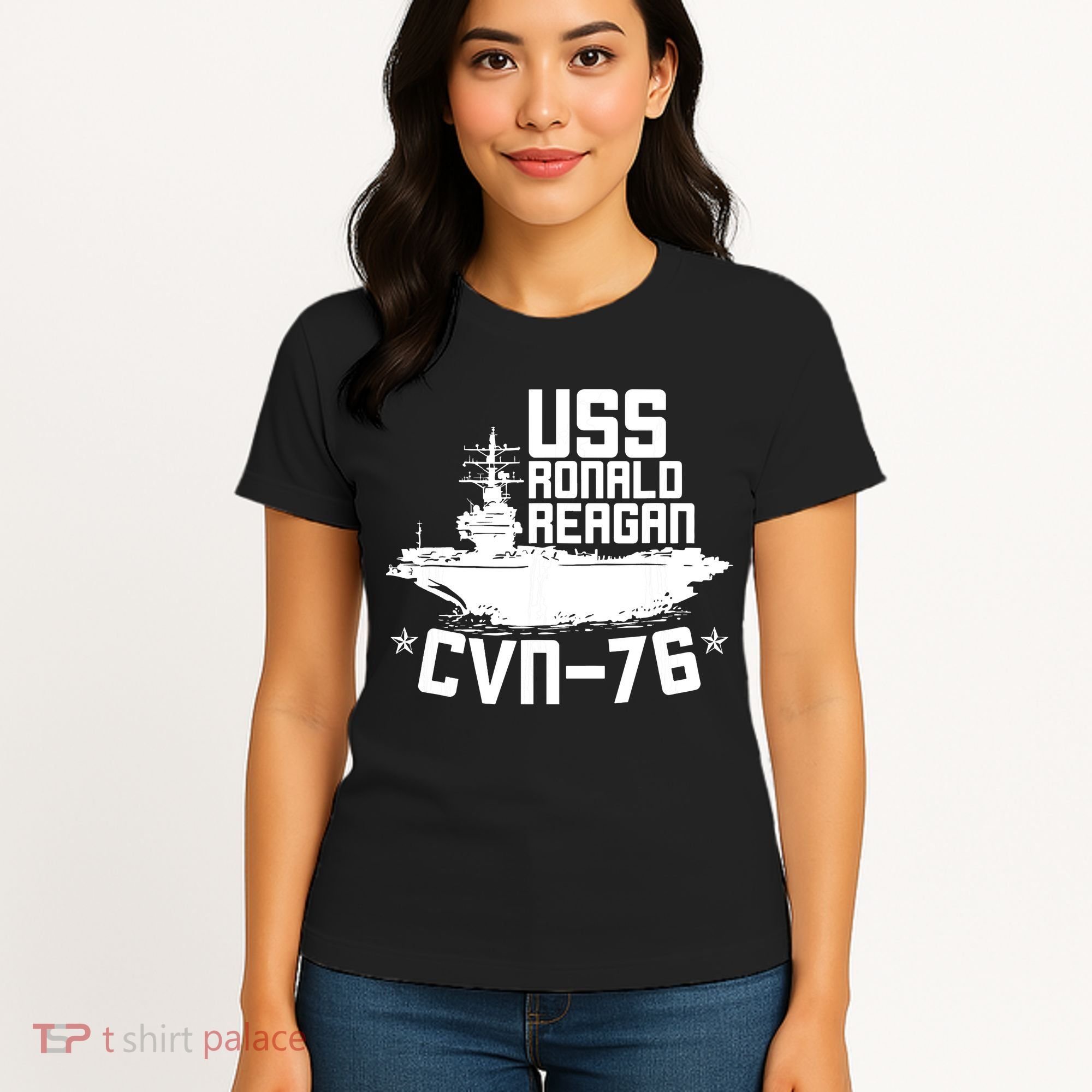 Uss Ronald Regan Cvn76 Aircraft Carrier For A Veteran Women's T-Shirt