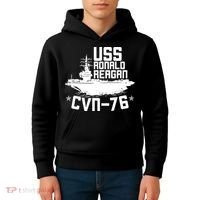 Uss Ronald Regan Cvn76 Aircraft Carrier For A Veteran Kids Hoodie thumb 4