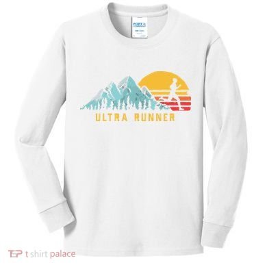 Ultra Runner Retro Style Vintage UltraMarathon Kids Long Sleeve Shirt
