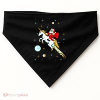 Unicorn Riding Space Pixel Santa Christmas Gift USA-Made Doggie Bandana thumb 0