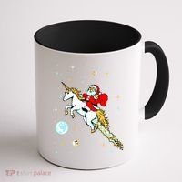 Unicorn Riding Space Pixel Santa Christmas Gift Coffee Mug thumb 1