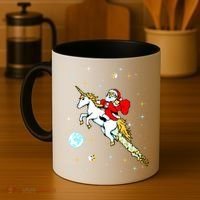 Unicorn Riding Space Pixel Santa Christmas Gift Coffee Mug thumb 4
