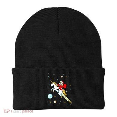 Unicorn Riding Space Pixel Santa Christmas Gift Beanie
