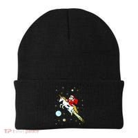 Unicorn Riding Space Pixel Santa Christmas Gift Beanie thumb 0