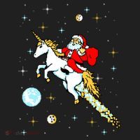 Unicorn Riding Space Pixel Santa Christmas Gift Beanie thumb 2