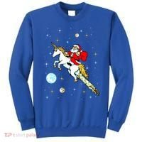 Unicorn Riding Space Pixel Santa Christmas Gift Sweatshirt thumb 0