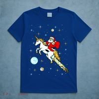 Unicorn Riding Space Pixel Santa Christmas Gift T-Shirt thumb 5