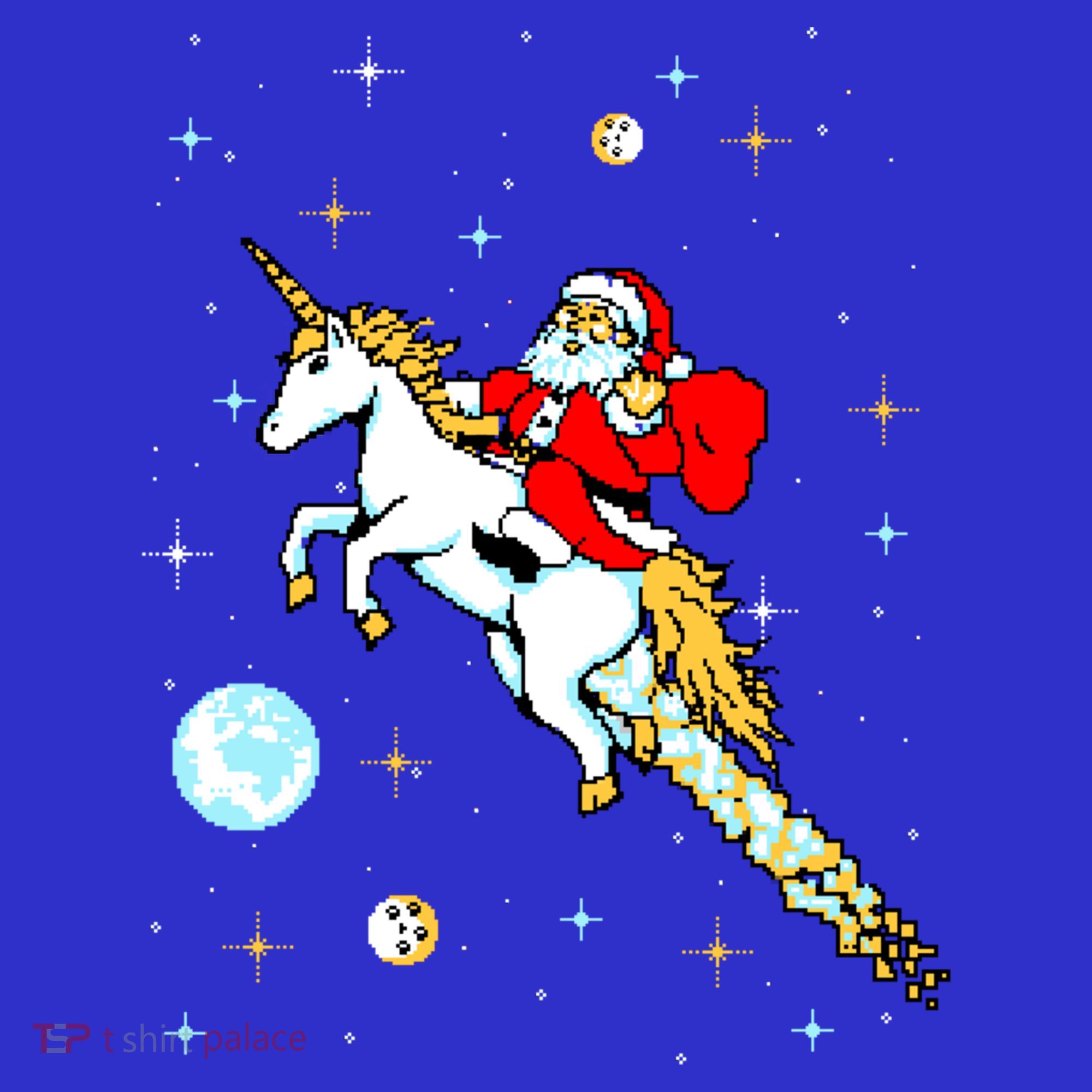 Unicorn Riding Space Pixel Santa Christmas Gift Coaster