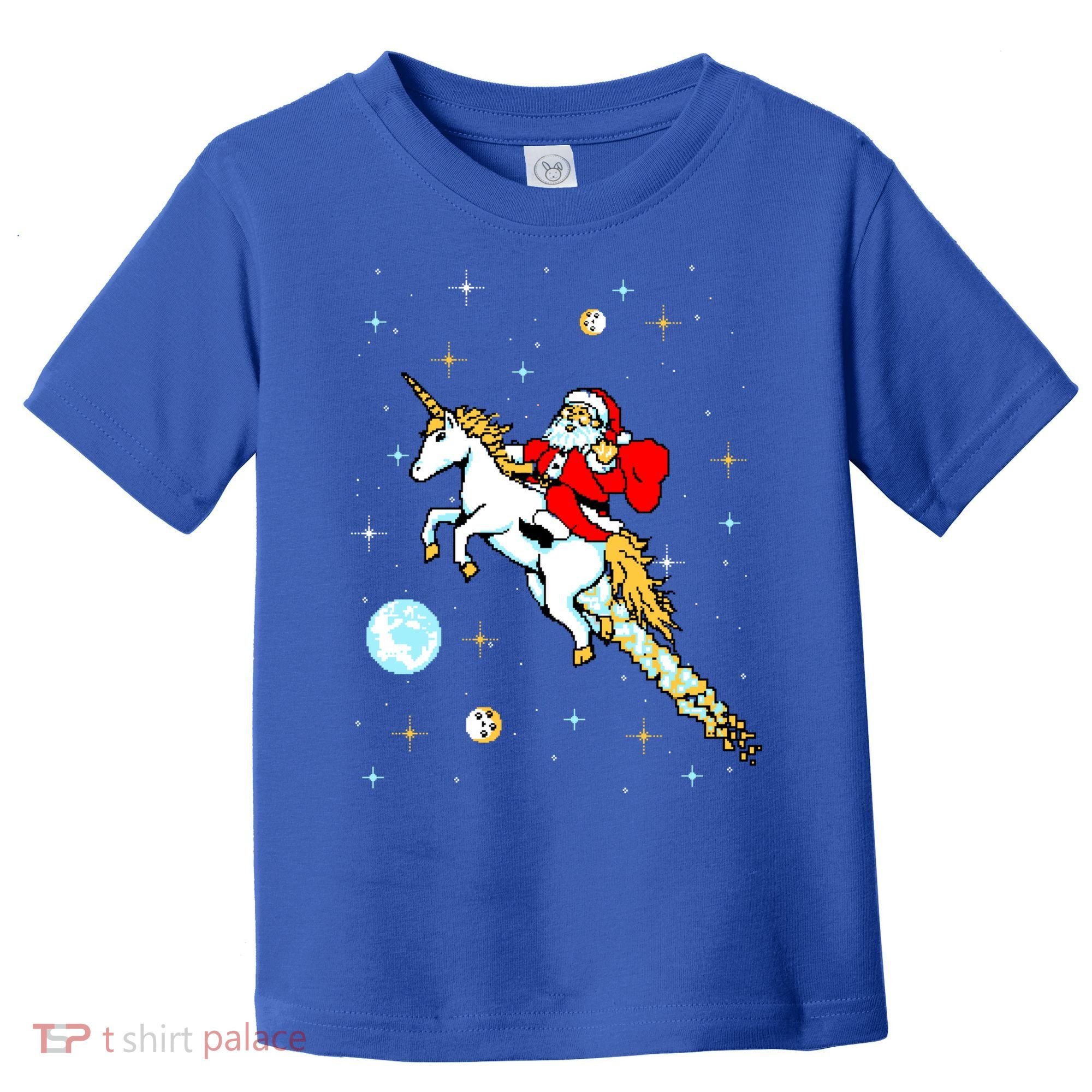 Unicorn Riding Space Pixel Santa Christmas Gift Toddler T-Shirt