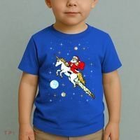 Unicorn Riding Space Pixel Santa Christmas Gift Toddler T-Shirt thumb 2
