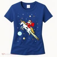 Unicorn Riding Space Pixel Santa Christmas Gift Women's T-Shirt thumb 0