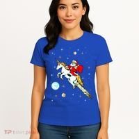 Unicorn Riding Space Pixel Santa Christmas Gift Women's T-Shirt thumb 4