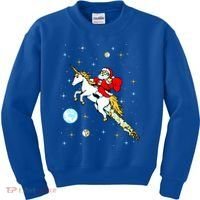 Unicorn Riding Space Pixel Santa Christmas Gift Kids Sweatshirt thumb 0