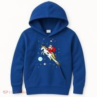 Unicorn Riding Space Pixel Santa Christmas Gift Kids Hoodie thumb 0