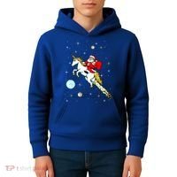 Unicorn Riding Space Pixel Santa Christmas Gift Kids Hoodie thumb 4
