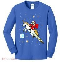 Unicorn Riding Space Pixel Santa Christmas Gift Kids Long Sleeve Shirt thumb 0