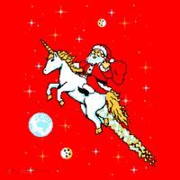 Unicorn Riding Space Pixel Santa Christmas Gift Santa Hat thumb 1
