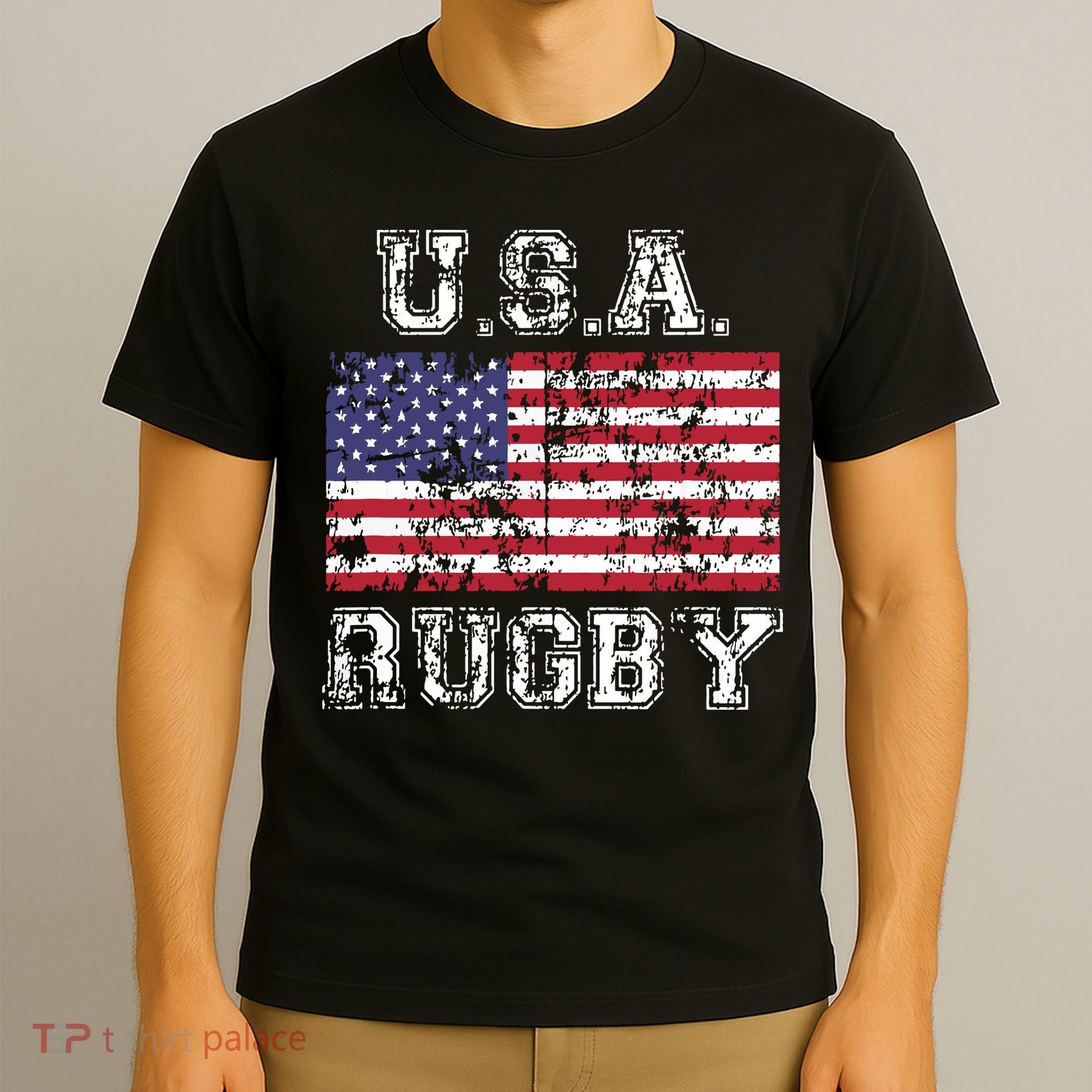 USA Rugby Shirts For Men Women Kids American Flag T-Shirt