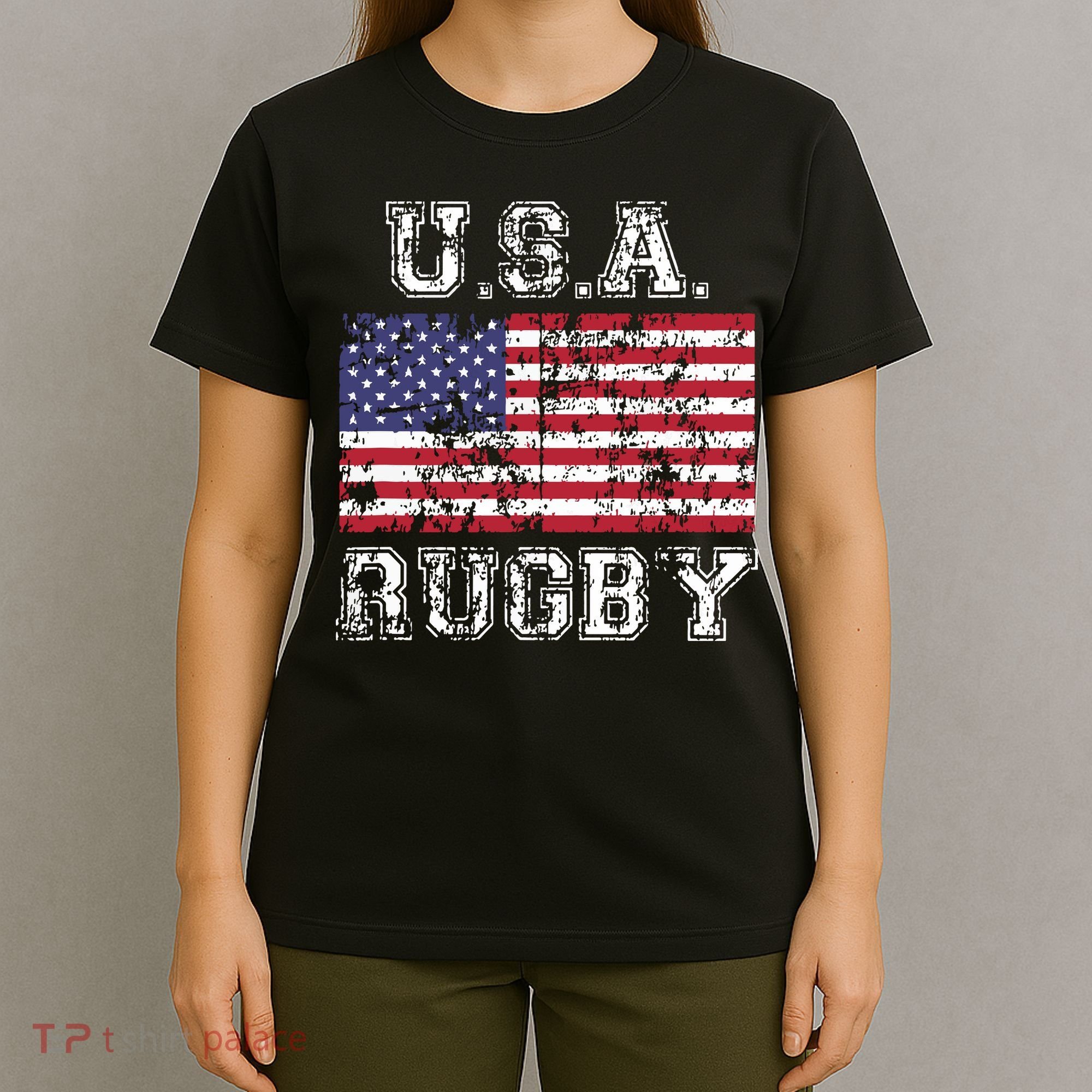USA Rugby Shirts For Men Women Kids American Flag T-Shirt