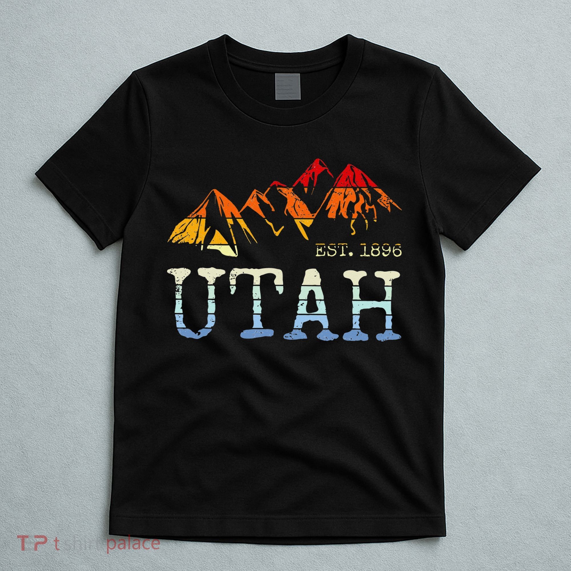 Utah Retro Sunset Vintage Mountain Home Est 1896 Cool Hiking T-Shirt