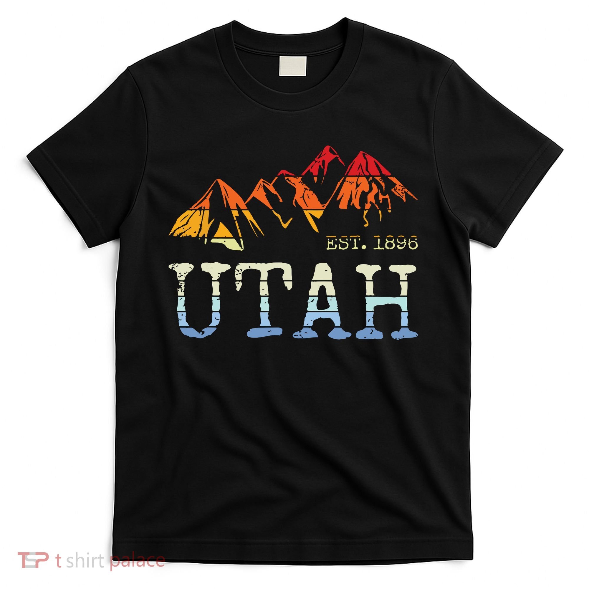 Utah Retro Sunset Vintage Mountain Home Est 1896 Cool Hiking T-Shirt
