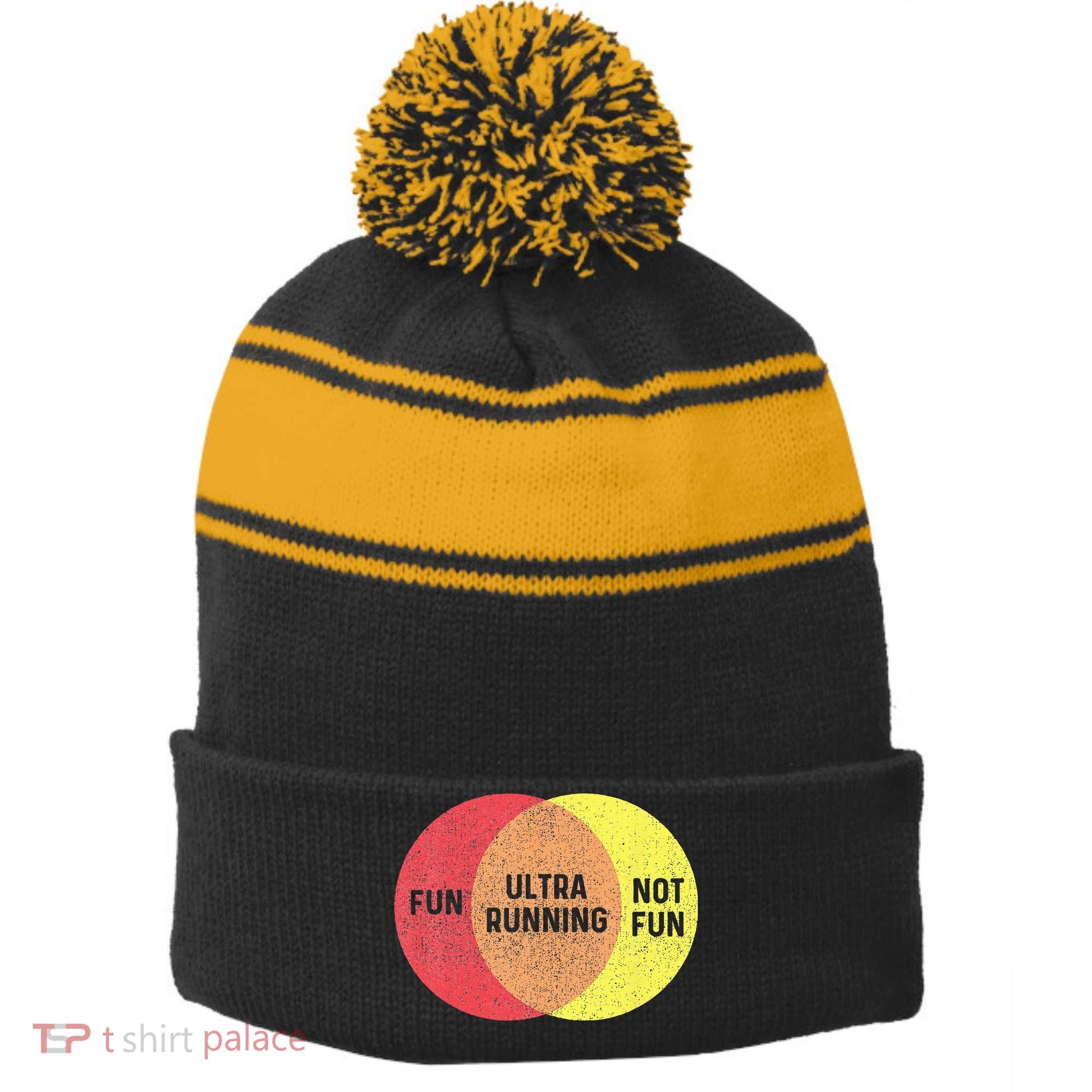 Ultra Running Trail Runner Finisher Ultra Marathon Stripe Pom Pom Beanie