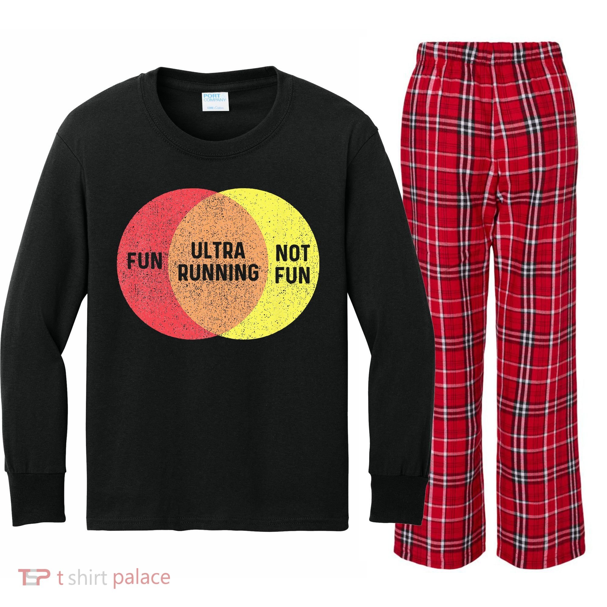 Ultra Running Trail Runner Finisher Ultra Marathon Kids Long Sleeve Plaid Pajama Set